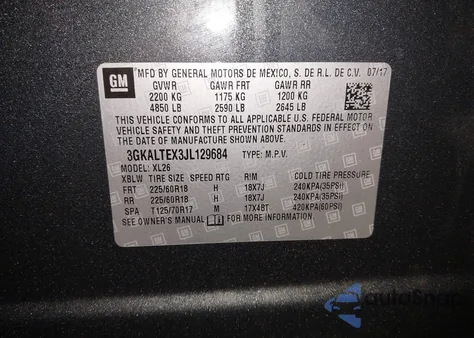 2018 GMC Terrain Sle from USA, damaged, VIN 3GKALTEX3JL129684